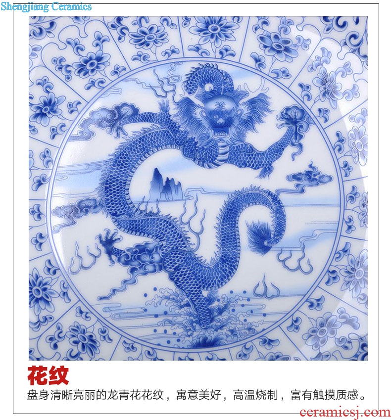 The sitting room of Chinese style household art scene, jingdezhen ceramics plate dragon QingHuaPan creative gifts