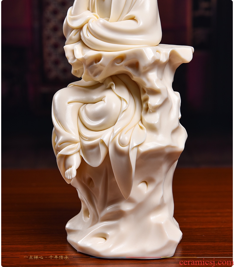 Bm provincial master Lin Jiansheng works yellow jade porcelain ceramic Buddha furnishing articles life guanyin D03-135