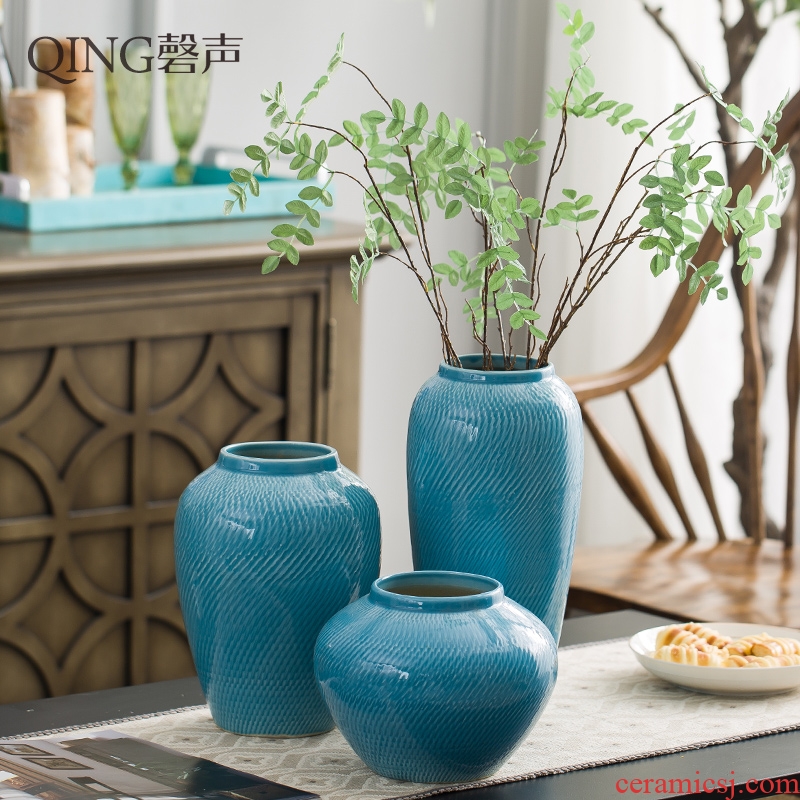Jingdezhen ceramic dry flower vase furnishing articles table sitting room adornment flower arrangement of Chinese style household style originality