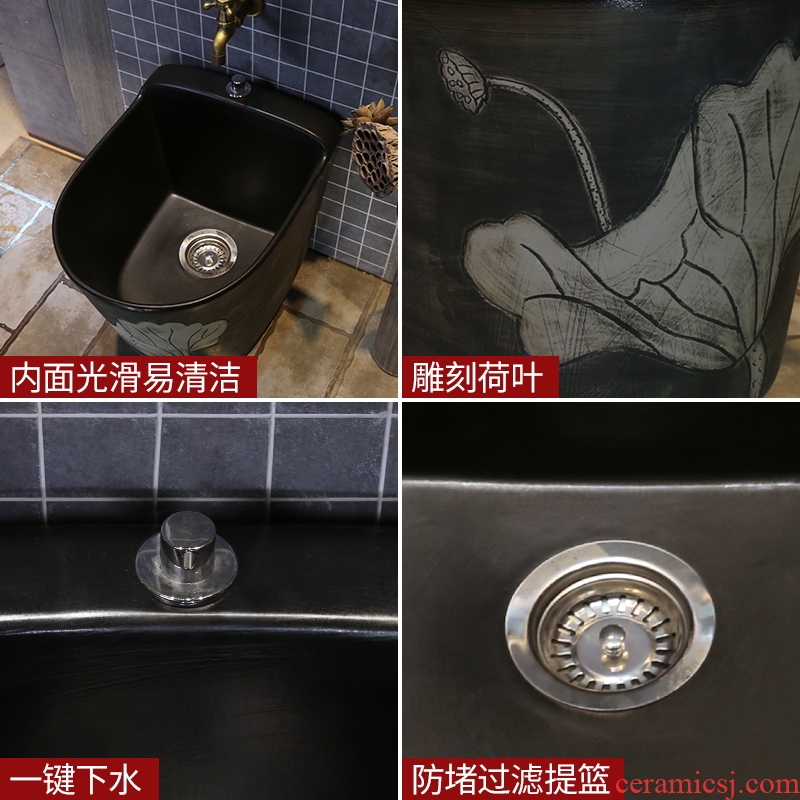 JingYan household retro black lotus mop pool toilet archaize ceramic wash mop pool pool mop basin of the balcony