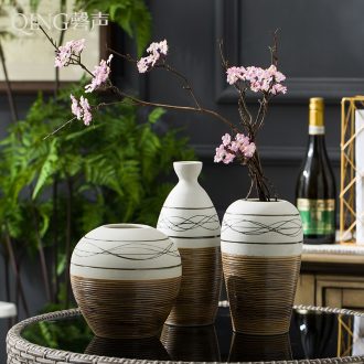 Vase is placed the sitting room art ceramic coarse pottery flower arranging dried flower decoration porcelain clay Chinese style restoring ancient ways desktop decoration