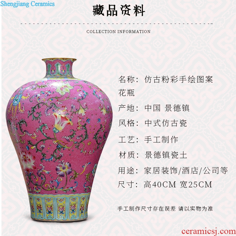 Jingdezhen ceramics imitation qing qianlong pastel hand-painted morning glory vases, new Chinese style living room decorations furnishing articles