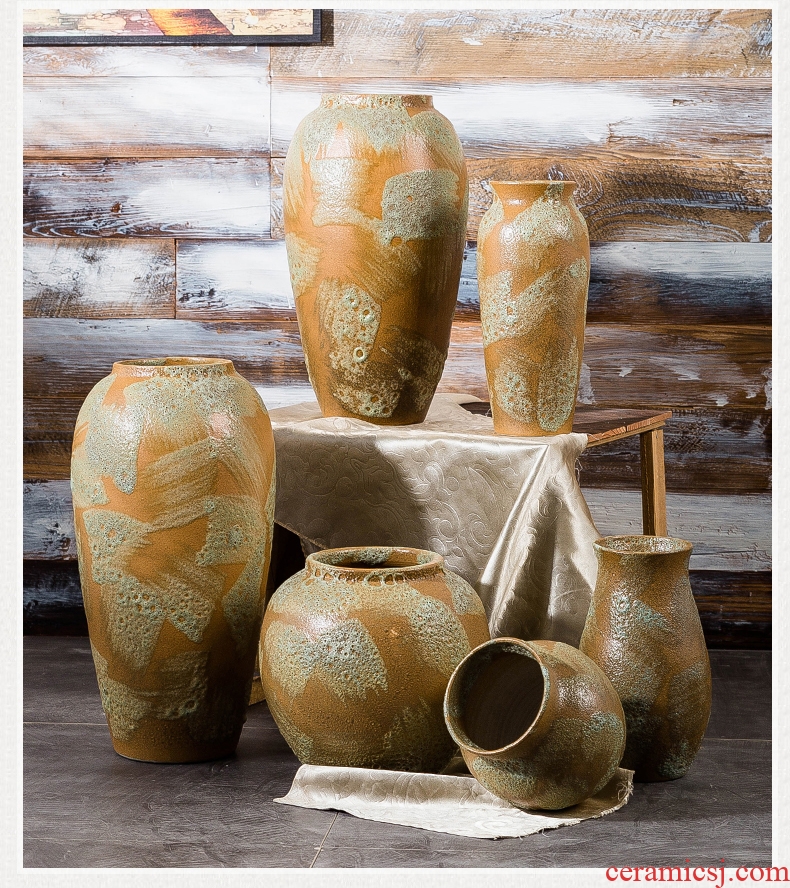 Manual ceramic vase flowerpot restoring ancient ways is the sitting room of Chinese style household desktop furnishing articles dried flowers flower arrangement contemporary and contracted floral organ