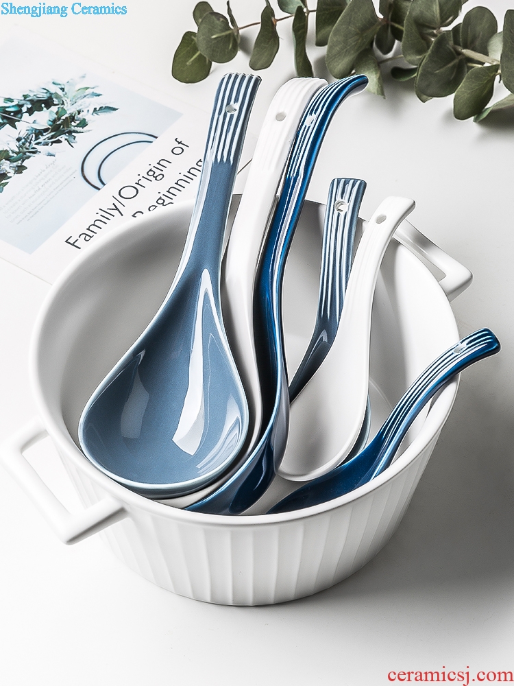 Household tablespoons of long handle drink soup spoon creative contracted small spoon Nordic ceramic spoon spoon eat porridge spoon scoop