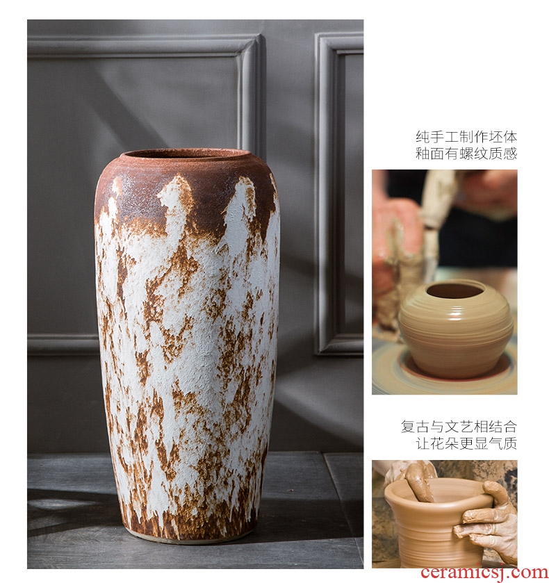 Jingdezhen manual coarse some ceramic jar jar flower implement ground ceramic vase earthenware do old archaize large-scale flowerpot