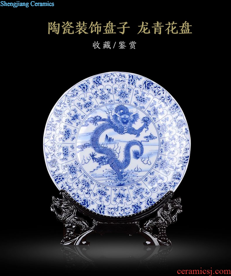 The sitting room of Chinese style household art scene, jingdezhen ceramics plate dragon QingHuaPan creative gifts