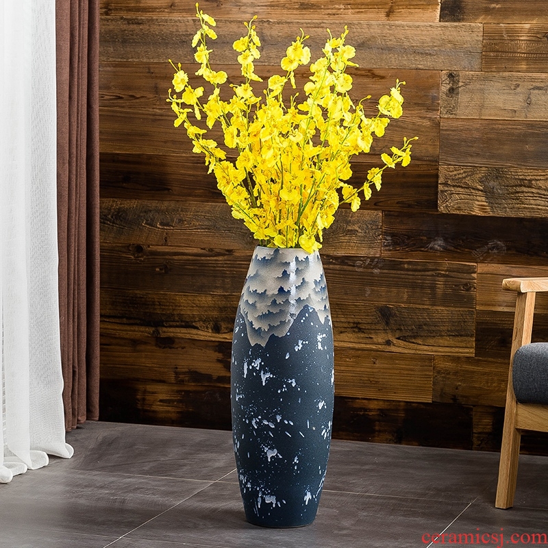 Manual jingdezhen ground vase home TV ark decorative vase creative ceramics high place large porch
