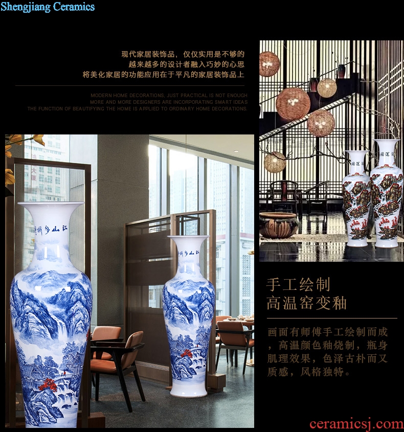 Jingdezhen ceramics of large blue and white porcelain vase sitting room open TV ark adornment of Chinese style household furnishing articles