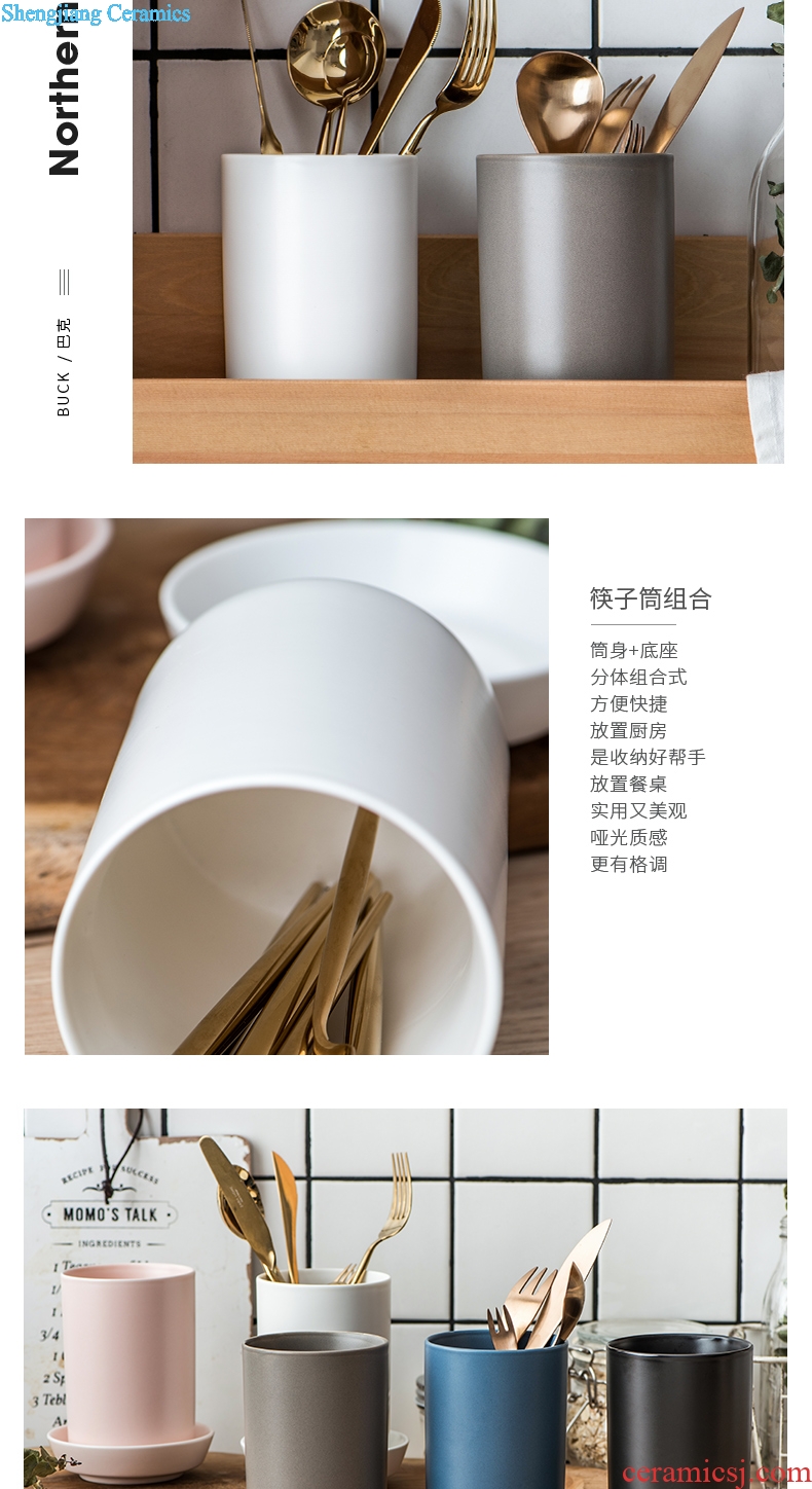 Creative mouldproof household ceramic tube of chopsticks chopsticks box son drop box frame hold chopsticks spoons to receive free punch