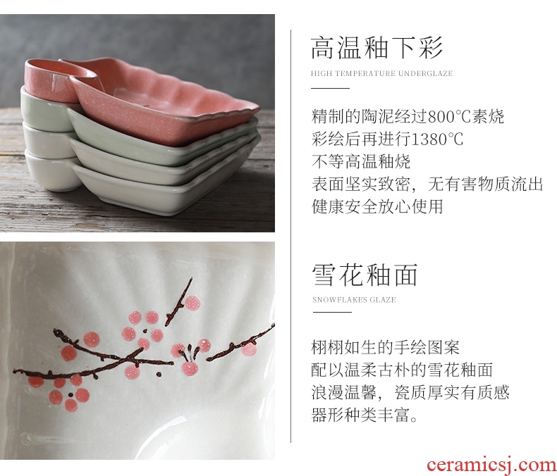 Ceramic dumpling dish home meal plate creative contracted frame plate jingdezhen cutlery japanese-style vinegar dish of household food dish