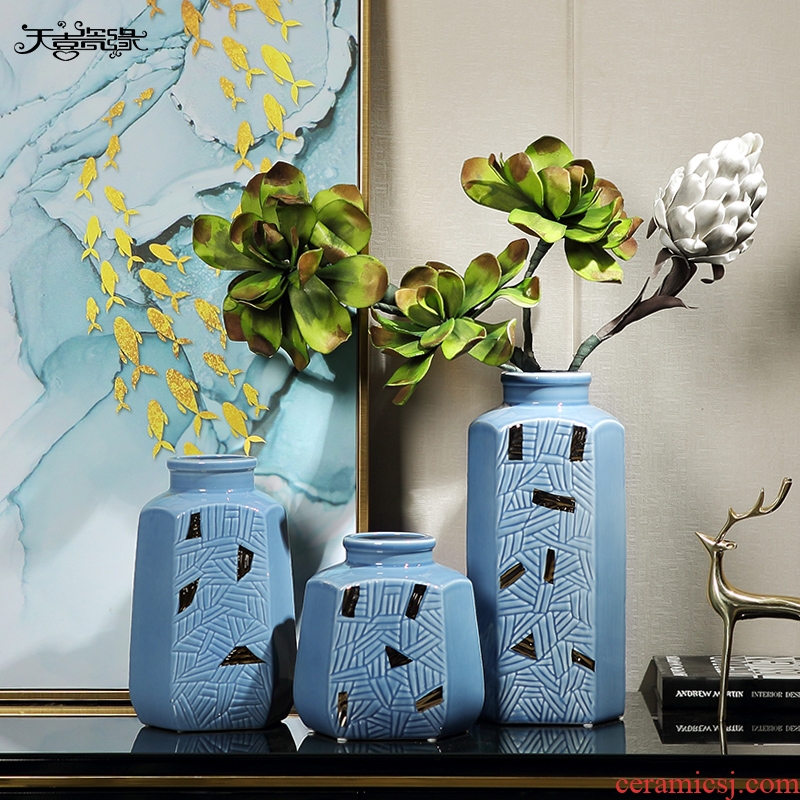 Light european-style luxury example room vases, flower arranging TV ark place the sitting room porch jingdezhen ceramic home decorations