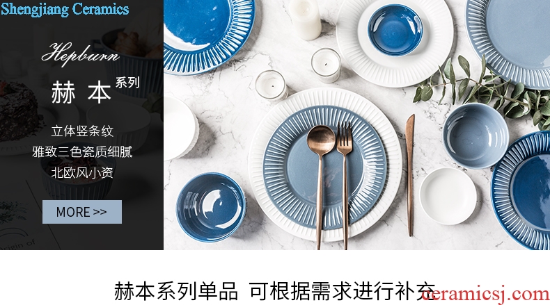 Million jia Nordic web celebrity ins wind dish bowl plate tableware suit household individuality creative ceramic bowl chopsticks