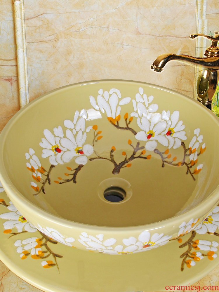 JingYanZhu type lavatory jingdezhen ceramic basin one-piece art pillar lavabo vertical landing platform