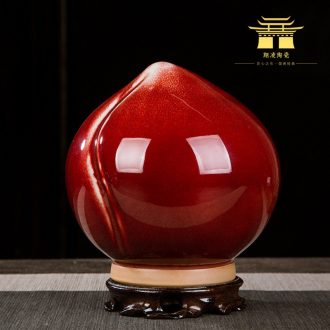 Chinese ceramics vase of red peach jun porcelain home decoration decoration handicraft furnishing articles rich ancient frame study