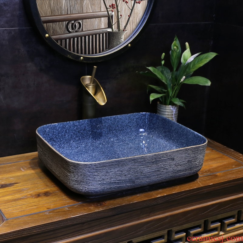 JingYan square ceramic art of Chinese style restoring ancient ways is the stage basin sinks household balcony toilet lavabo single basin