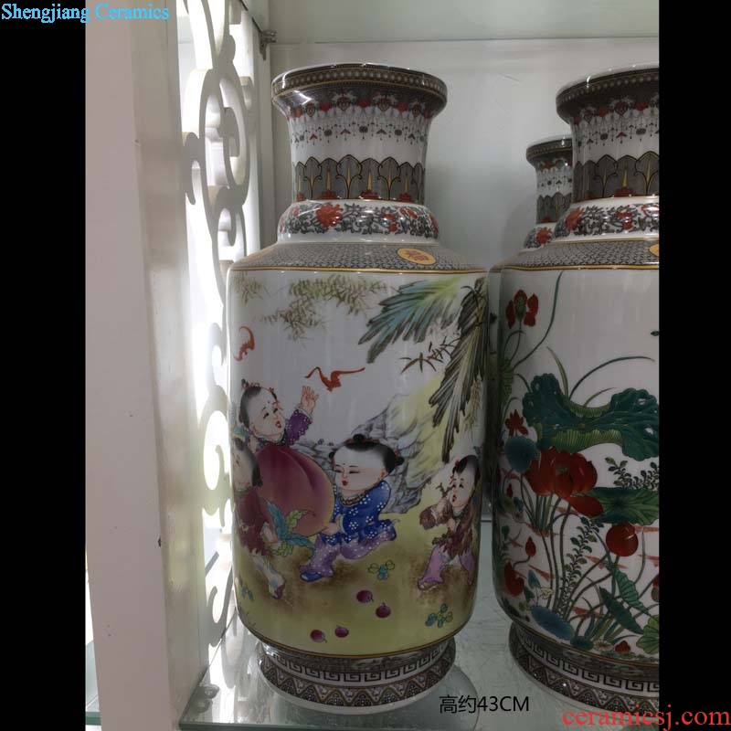 Jingdezhen porcelain 40 cm high wooden stick porcelain vases cranes lotus tong qu plum blossom tong qu vase