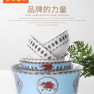 High-class european-style dishes suit household bone ceramic bowl bowls personality tableware Nordic rainbow noodle bowl porringer suits