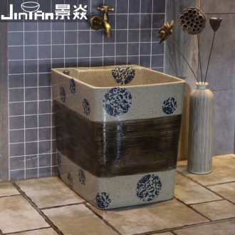 Chinese style household mop pool JingYan blue circle seal square ceramic mop pool balcony toilet units charged with the mop pool