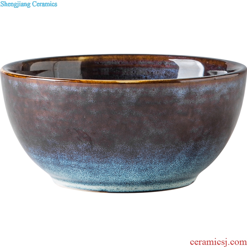 Ijarl fine ceramic Japanese domestic large soup bowl rainbow noodle bowl tableware drink soup bowl of soup basin of a cup of coffee blue ink mark