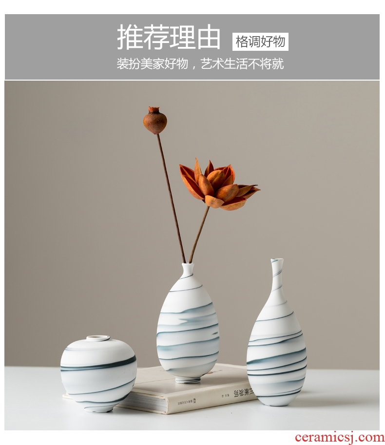 Ceramic plug dried flower vase contracted Nordic household decoration white flower arrangement home sitting room flower arranging furnishing articles