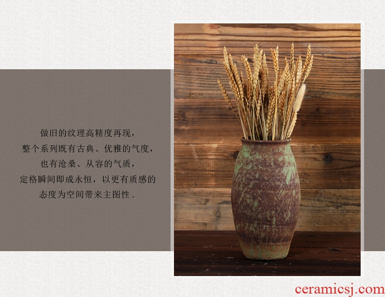 Jingdezhen manual coarse clay pottery flower POTS dry flower vase sitting room furniture restoring ancient ways hydroponic flower implement creative furnishing articles