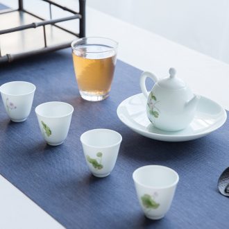 TaoXiChuan hand-painted lotus powder enamel teapot suit household small jingdezhen ceramic teapot kung fu tea set