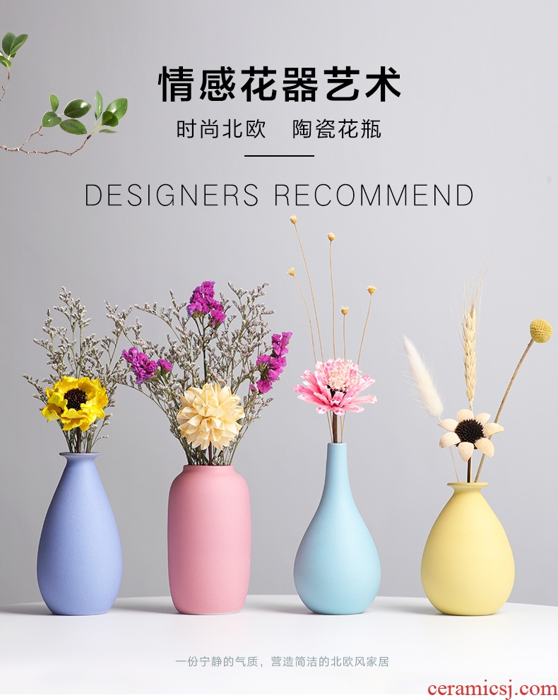 The Nordic ceramic vase furnishing articles dry flower flower arranging device ins small pure and fresh and creative contracted sitting room TV cabinet decoration
