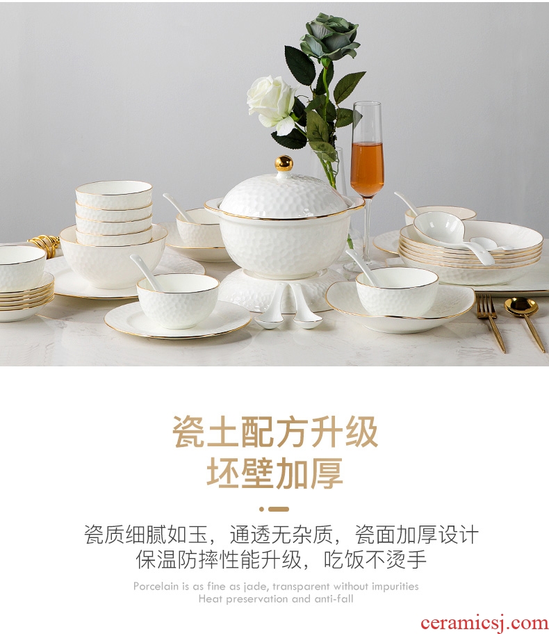 European style phnom penh dish suits home dish bowl chopsticks dishes bone China jingdezhen ceramics cutlery set jade