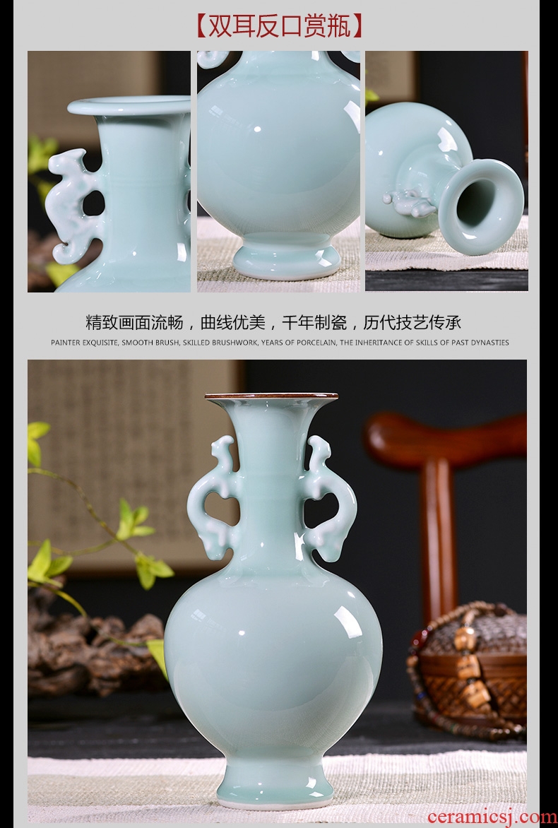 Jingdezhen ceramics floret bottle place flower arranging archaize sitting room rich ancient frame of new Chinese style household decorative arts and crafts