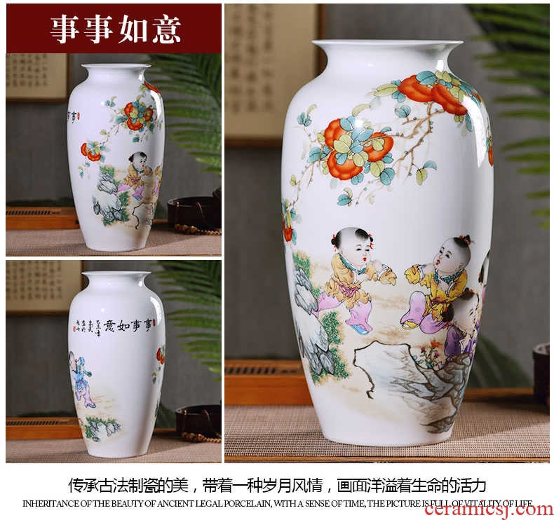 Jingdezhen ceramics vases, flower arrangement sitting room place famille rose porcelain insulator thin foetus modern home decoration decoration