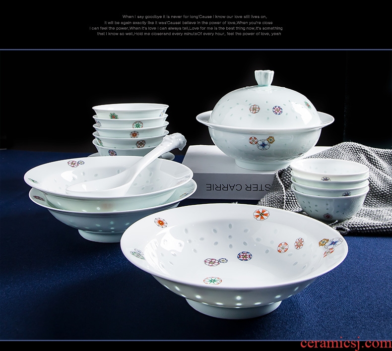 Fiji trent jingdezhen and exquisite porcelain tableware suit Chinese high-grade bowl chopsticks dishes home dishes gift set