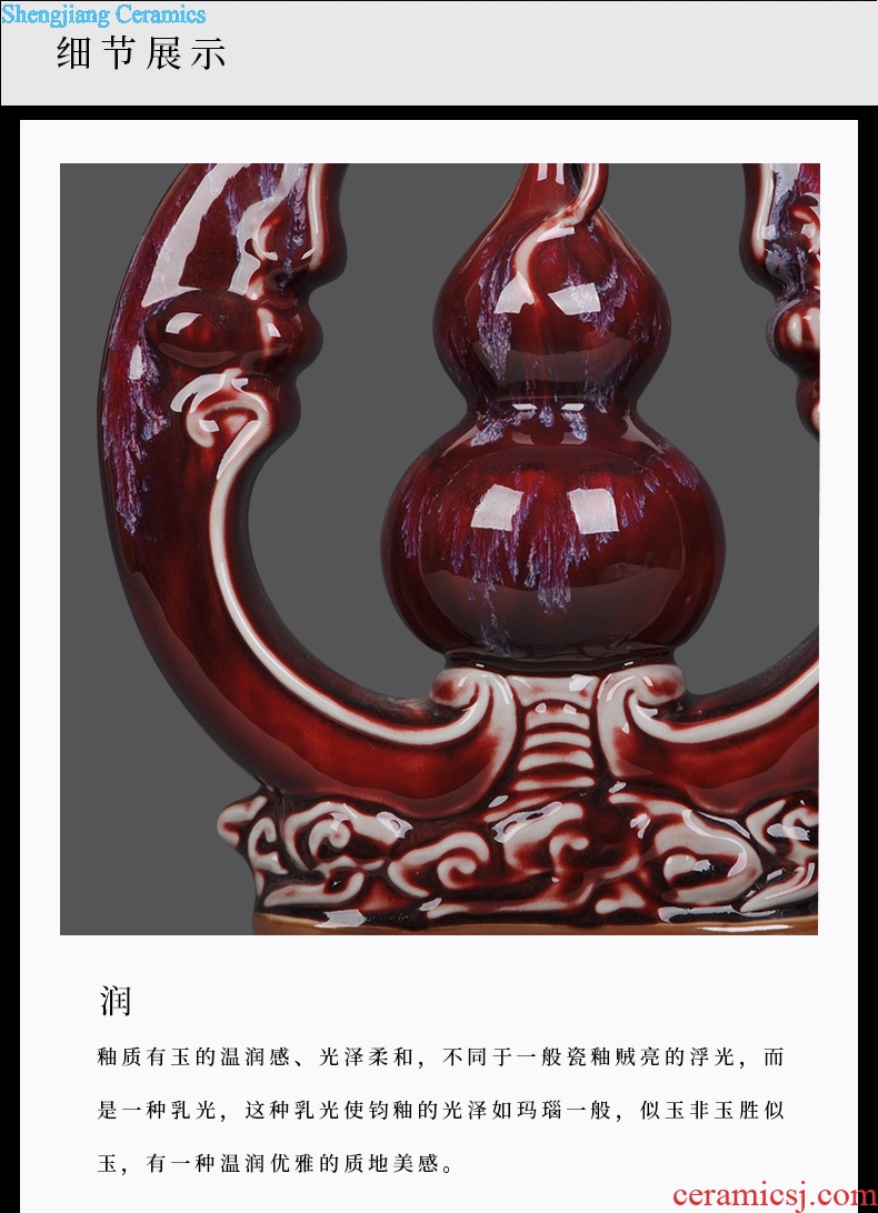 Archaize of jun porcelain of jingdezhen ceramics glaze gourd red home decoration antique porch decoration handicraft furnishing articles