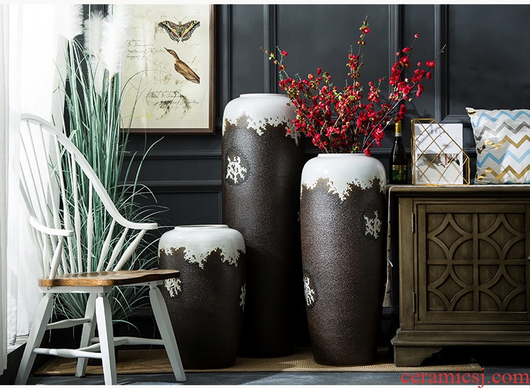 Ceramic vase furnishing articles sitting room TV cabinet decoration flower arranging dried flowers of large porcelain contracted and contemporary household pottery