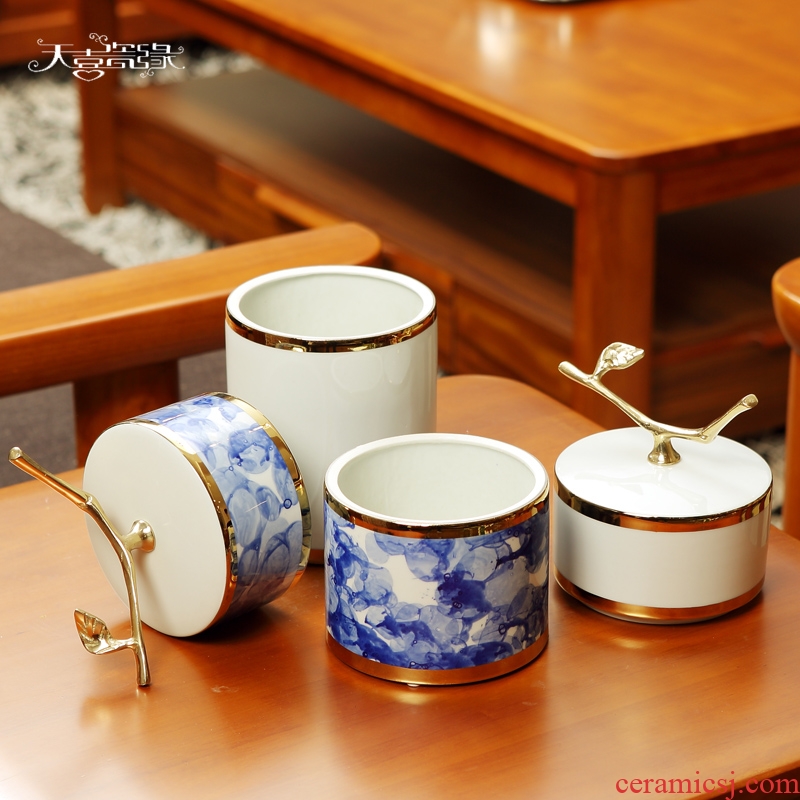 Modern new Chinese style ceramic storage tank furnishing articles sitting room hotel creative example room porch soft decorations arts and crafts