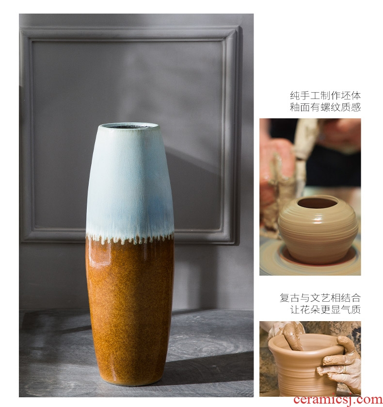 Ground vase household contracted sitting room porch American big vase dry flower arranging flowers tall European ceramic furnishing articles