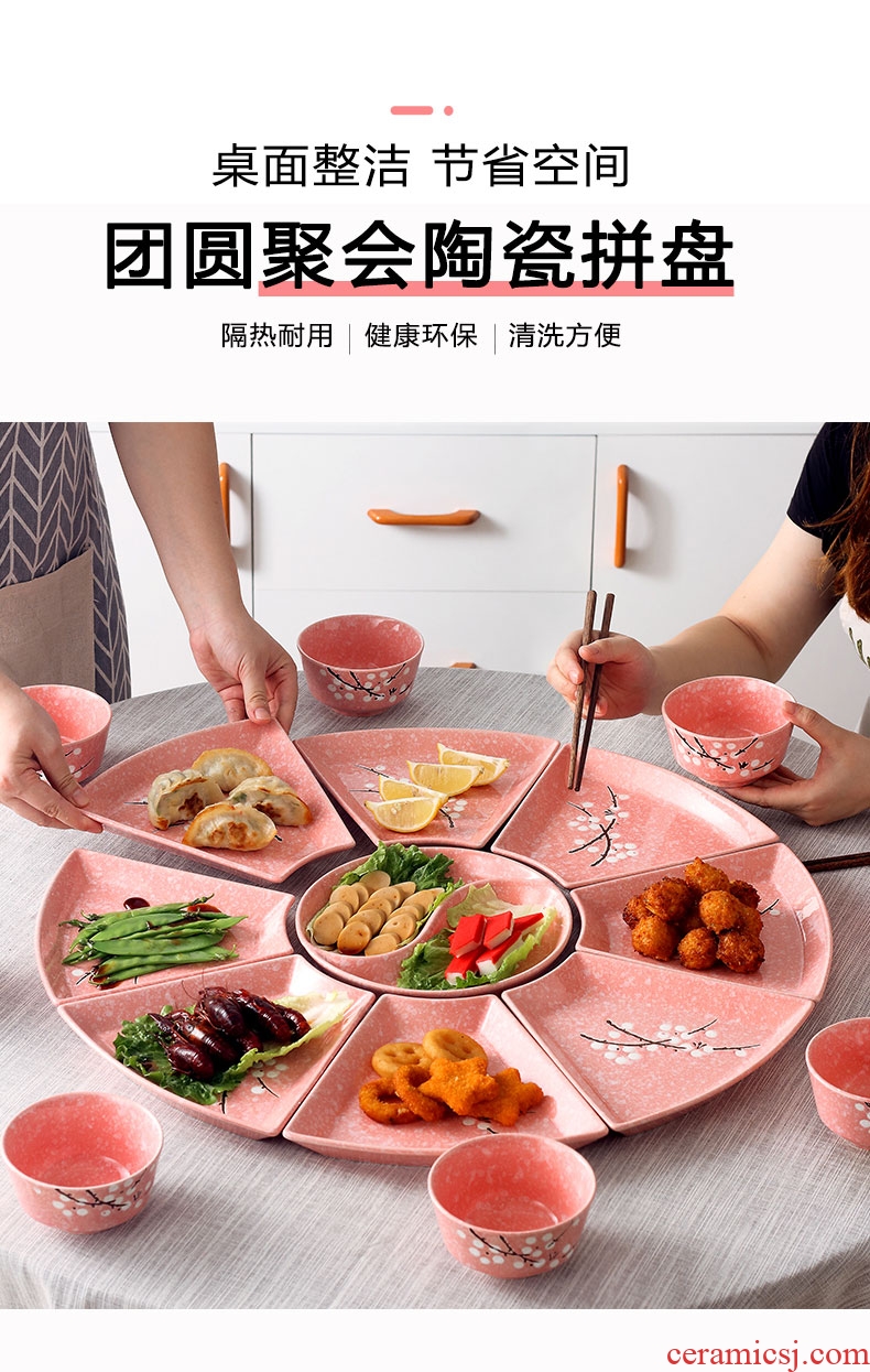 The dishes suit household 0 round the creative sector seafood hot pot dinner ceramic platter tableware portfolio
