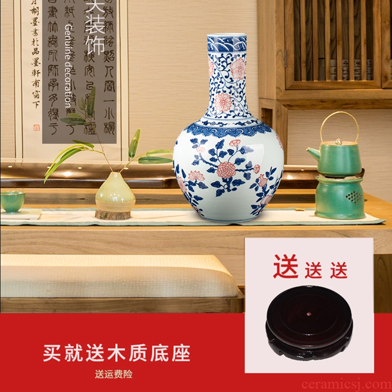 Jingdezhen blue and white ceramics celestial antique porcelain vase sitting room place household decoration modern TV ark