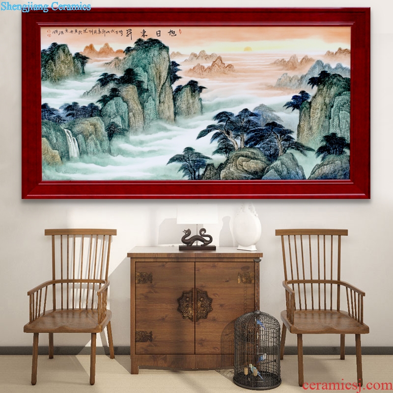 Jingdezhen ceramic hand-painted sunrise landscape porcelain plate painting the living room a study Chinese opening gifts that hang a picture