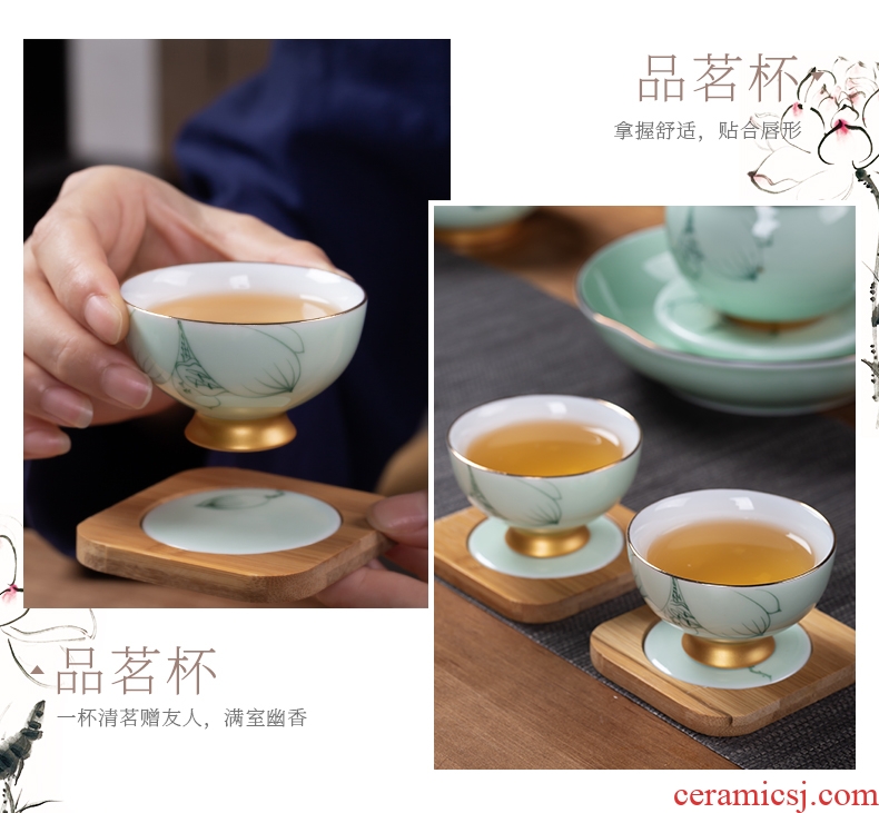 Jingdezhen, hand-painted kung fu tea set suit household whole contracted tureen tea cups ceramic teapot