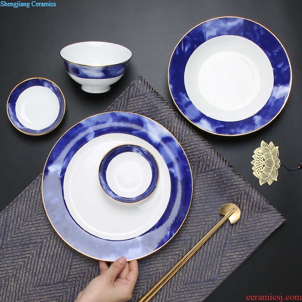 Chengyang district bone porcelain tableware suit high-end European jingdezhen phnom penh dish household contracted costly bowl plate