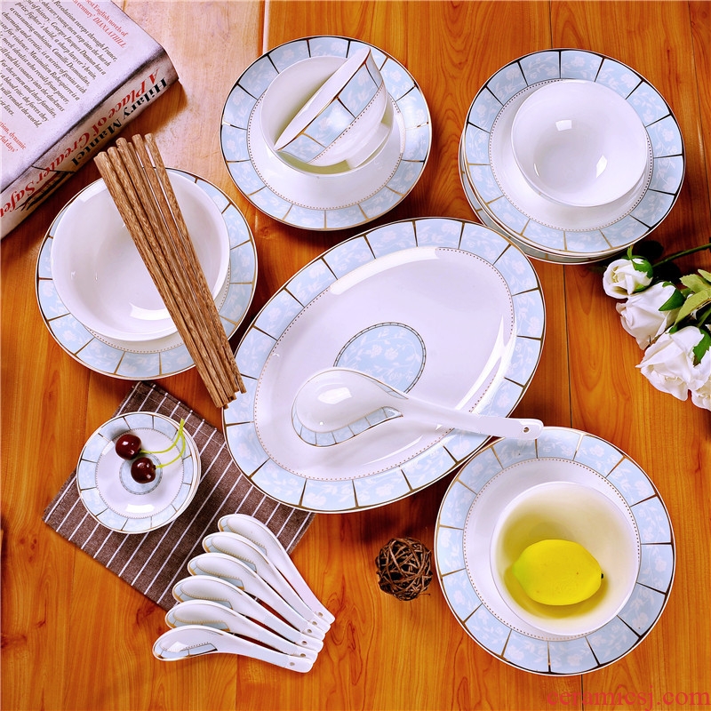 Dishes suit household European contracted jingdezhen ceramic tableware suit Chinese ceramic bowl dish soup bowl