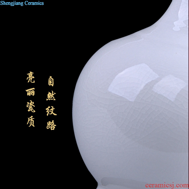 Jingdezhen ceramics white borneol crackle vase now Chinese style household decoration decoration is a sitting room