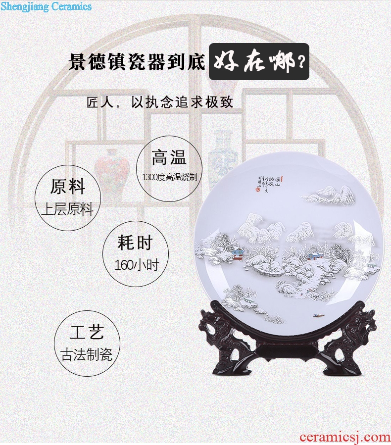 Landscape painting decorative plate furnishing articles by jingdezhen ceramics decoration plate of modern home decoration arts and crafts
