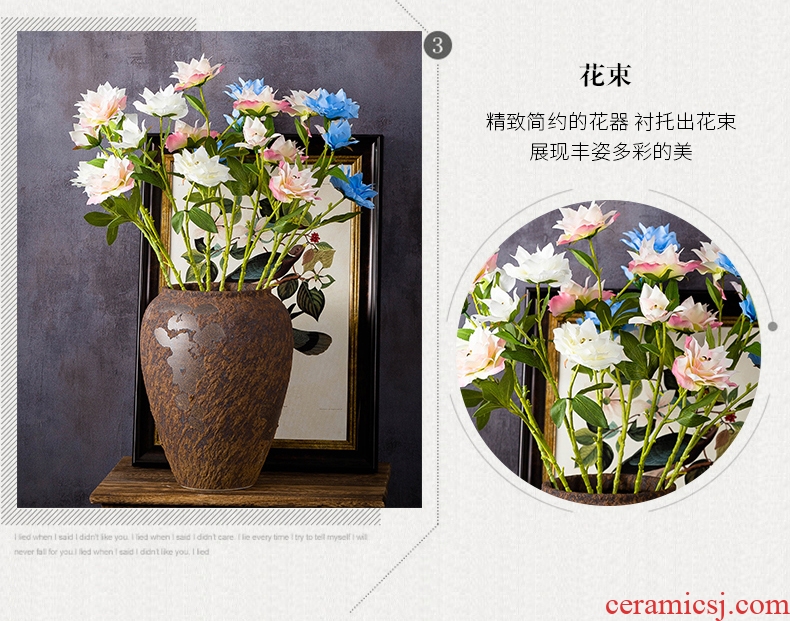 Jingdezhen ceramic vase landed a large courtyard decorative furnishing articles retro creative chamber POTS dry flower arranging flowers