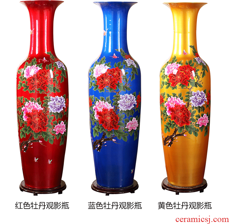 Jingdezhen ceramic red large vases, modern home sitting room housewarming gift decoration to the hotel opening furnishing articles