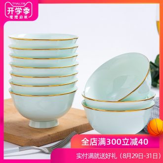 Jingdezhen ceramic household 4.5 inch bowl phnom penh 4/6/10 Chinese celadon bowls set a ceramic bowl