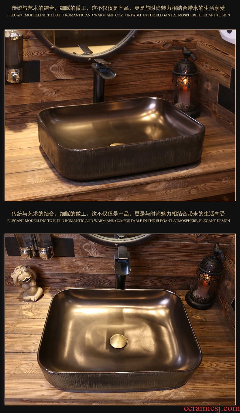 JingYan black wood art stage basin industrial ceramic lavatory Chinese wind restoring ancient ways basin archaize lavabo