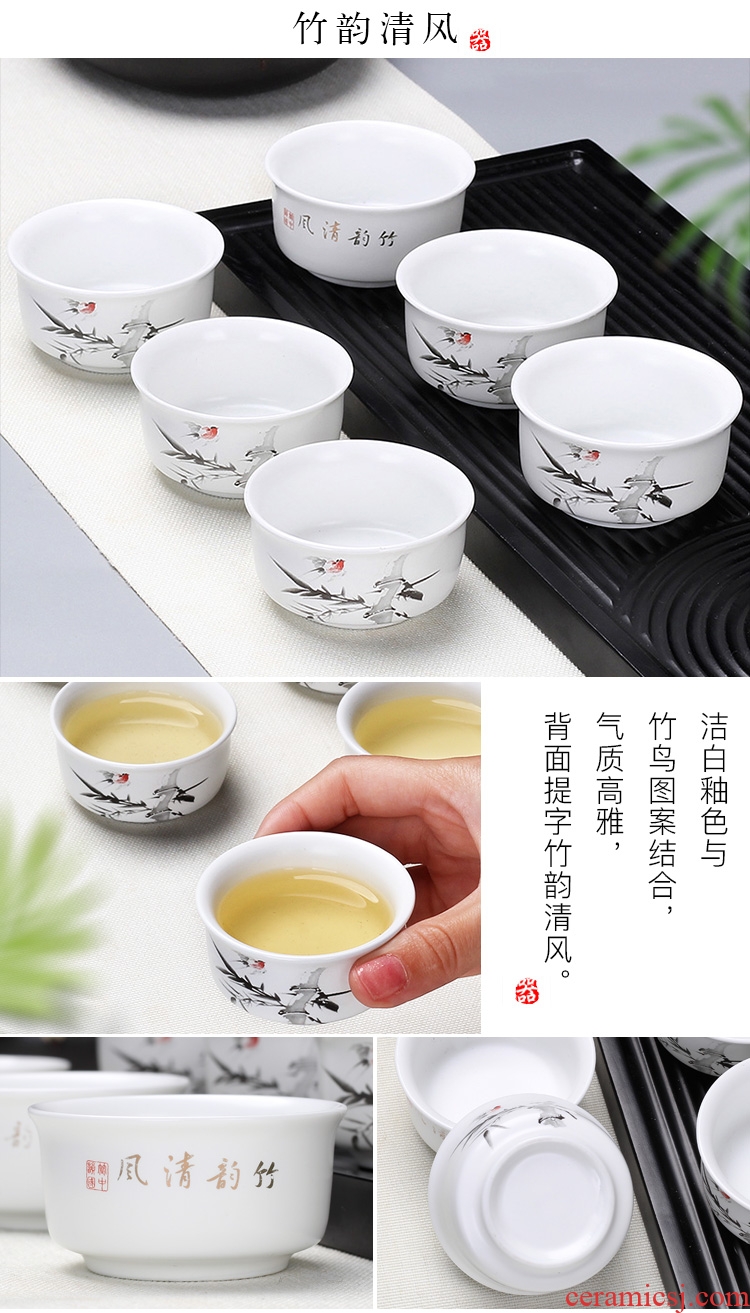 Leopard lam kung fu small ceramic cups of tea light bowl tea master sample tea cup purple sand cup tea of blue and white porcelain