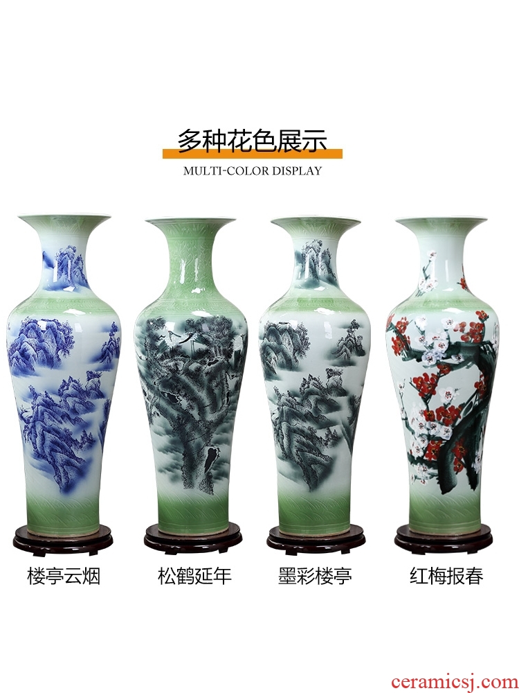 Jingdezhen ceramics of large vases, hand-painted potted european-style flower arrangement sitting room adornment is placed in porch sweets