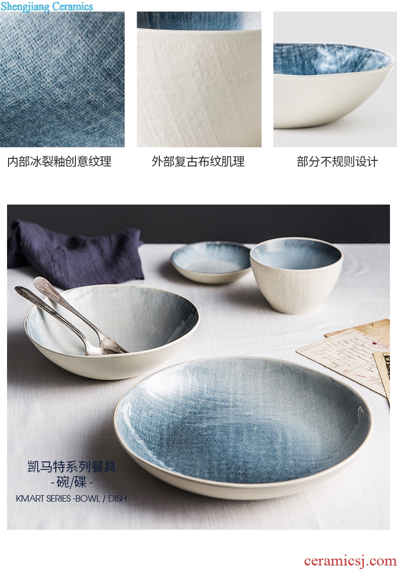 Million jia northern wind restoring ancient ways of ice crack glaze ceramic tableware dishes bowl large rainbow noodle bowl kmart breakfast salad bowl